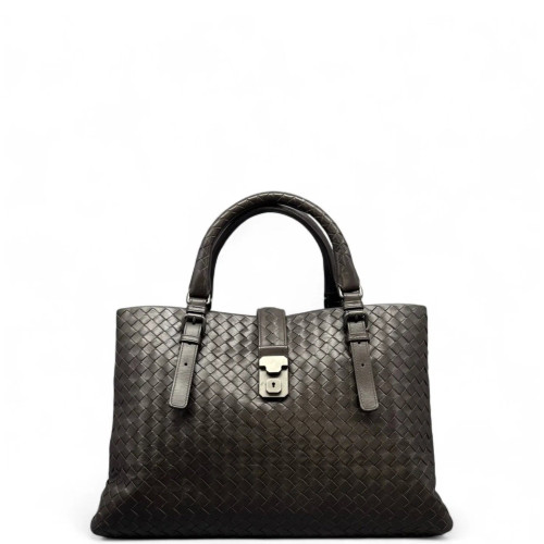 Bottega Veneta Large Roma Tote Bag Calfskin Intrecciato Dark Brown Bottega Veneta Large Roma Tote Bag Calfskin Intrecciato Dark Brown