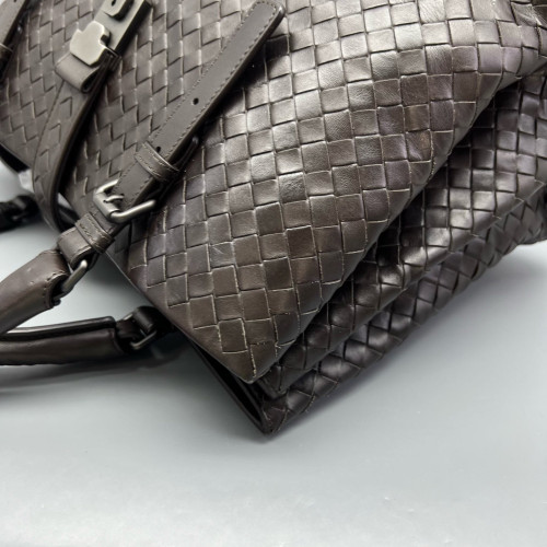 Bottega Veneta Large Roma Tote Bag Calfskin Intrecciato Dark Brown Bottega Veneta Large Roma Tote Bag Calfskin Intrecciato Dark Brown