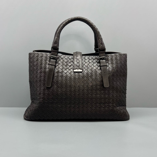 Bottega Veneta Large Roma Tote Bag Calfskin Intrecciato Dark Brown Bottega Veneta Large Roma Tote Bag Calfskin Intrecciato Dark Brown