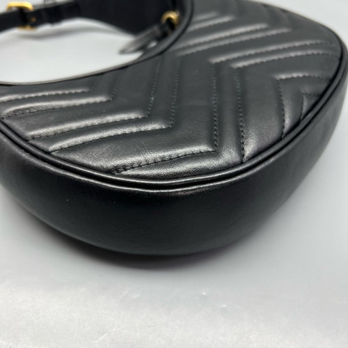Gucci Diamante Small GG Marmont Half Moon Hobo Leather Black Gucci Diamante Small GG Marmont Half Moon Hobo Leather Black