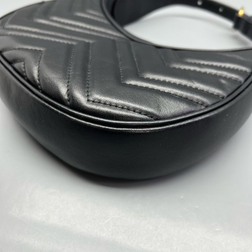 Gucci Diamante Small GG Marmont Half Moon Hobo Leather Black Gucci Diamante Small GG Marmont Half Moon Hobo Leather Black