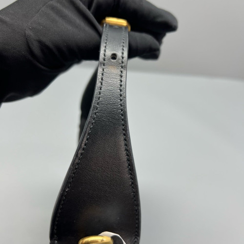 Gucci Diamante Small GG Marmont Half Moon Hobo Leather Black Gucci Diamante Small GG Marmont Half Moon Hobo Leather Black