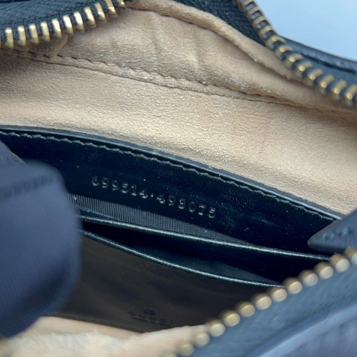 Gucci Diamante Small GG Marmont Half Moon Hobo Leather Black Gucci Diamante Small GG Marmont Half Moon Hobo Leather Black
