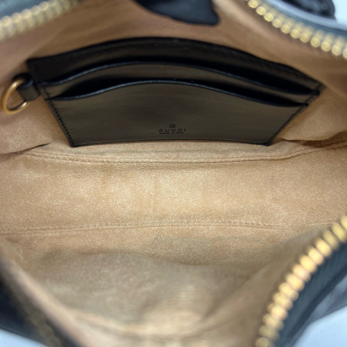 Gucci Diamante Small GG Marmont Half Moon Hobo Leather Black Gucci Diamante Small GG Marmont Half Moon Hobo Leather Black