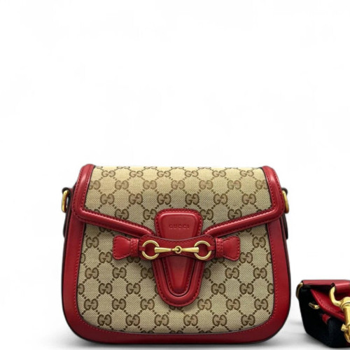 Gucci Lady Web GG Supreme Monogram Calfskin Red Brown