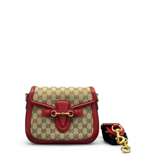 Gucci Lady Web GG Supreme Monogram Calfskin Red Brown