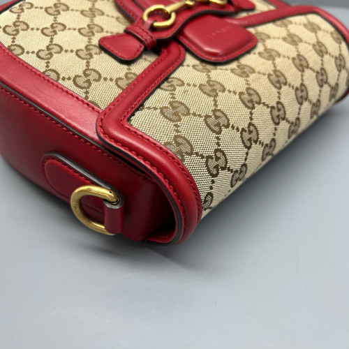 Gucci Lady Web GG Supreme Monogram Calfskin Red Brown