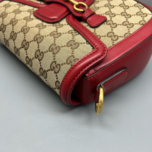 Gucci Lady Web GG Supreme Monogram Calfskin Red Brown