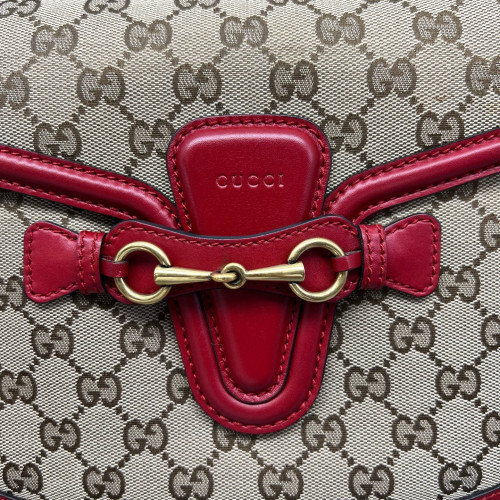 Gucci Lady Web GG Supreme Monogram Calfskin Red Brown