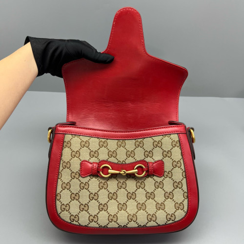 Gucci Lady Web GG Supreme Monogram Calfskin Red Brown