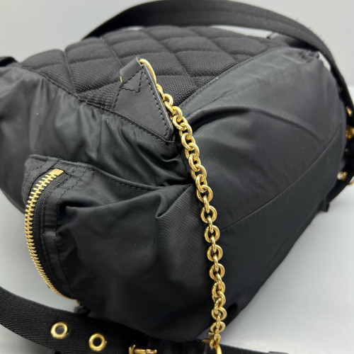 Burberry Medium Rucksack Backpack Nylon Calfskin Black Brown