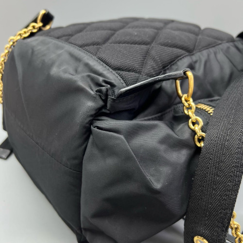 Burberry Medium Rucksack Backpack Nylon Calfskin Black Brown