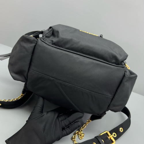 Burberry Medium Rucksack Backpack Nylon Calfskin Black Brown