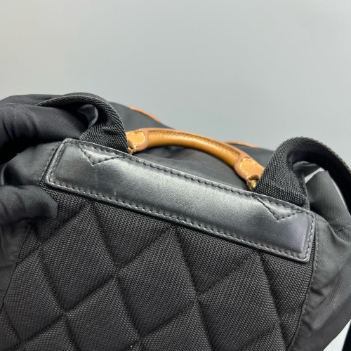 Burberry Medium Rucksack Backpack Nylon Calfskin Black Brown