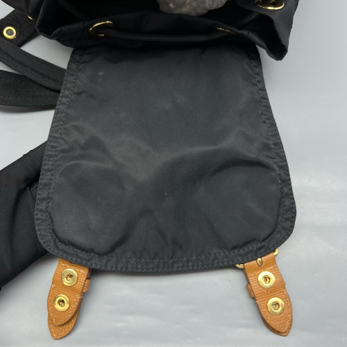 Burberry Medium Rucksack Backpack Nylon Calfskin Black Brown