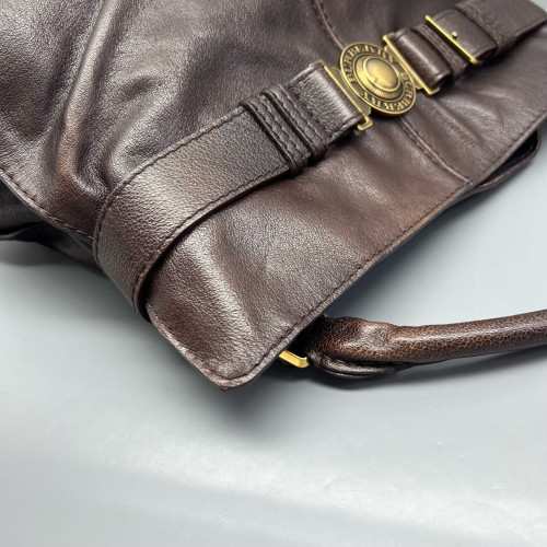 Burberry Hobo Grained Calfskin Dark Brown Burberry Hobo Grained Calfskin Dark Brown