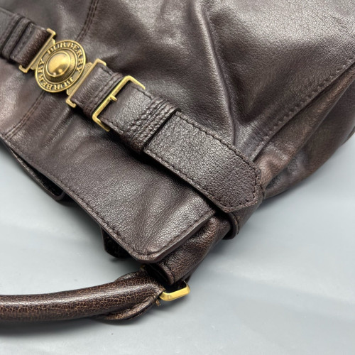 Burberry Hobo Grained Calfskin Dark Brown Burberry Hobo Grained Calfskin Dark Brown