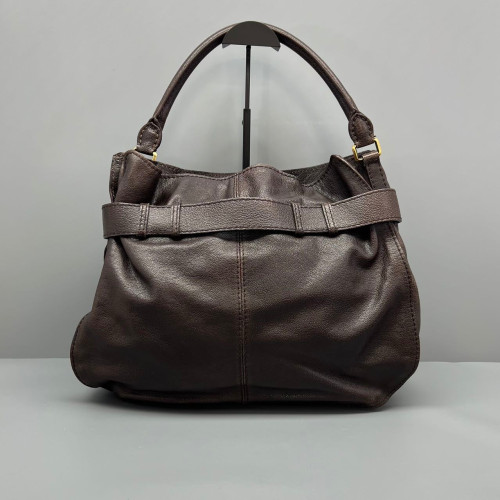 Burberry Hobo Grained Calfskin Dark Brown Burberry Hobo Grained Calfskin Dark Brown