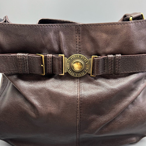 Burberry Hobo Grained Calfskin Dark Brown Burberry Hobo Grained Calfskin Dark Brown