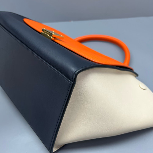 Celine Small Trapeze Calfskin Orange Black White