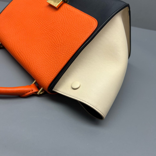 Celine Small Trapeze Calfskin Orange Black White