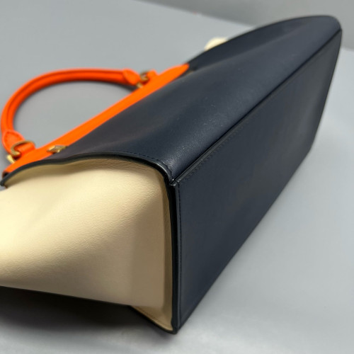 Celine Small Trapeze Calfskin Orange Black White