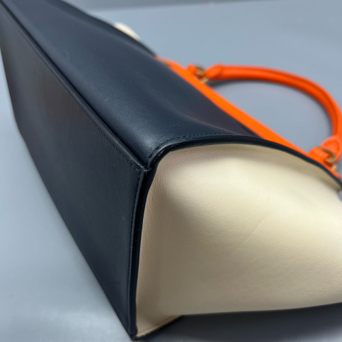 Celine Small Trapeze Calfskin Orange Black White