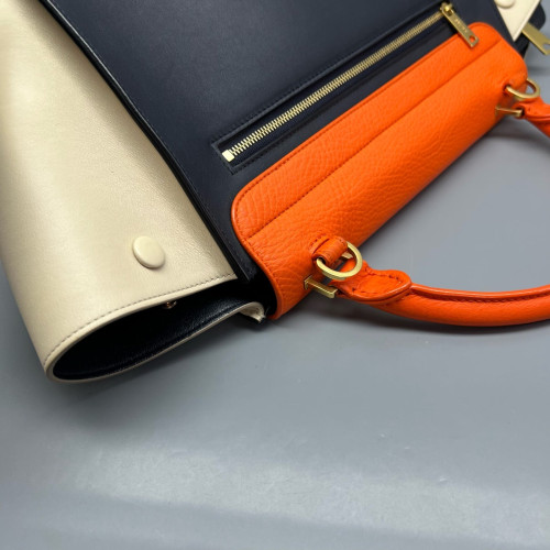 Celine Small Trapeze Calfskin Orange Black White