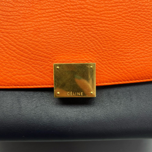 Celine Small Trapeze Calfskin Orange Black White