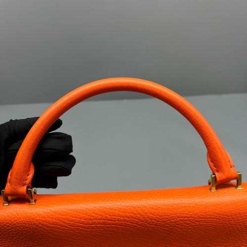 Celine Small Trapeze Calfskin Orange Black White