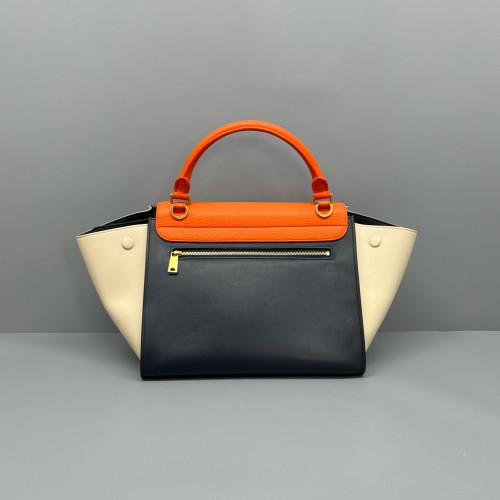 Celine Small Trapeze Calfskin Orange Black White