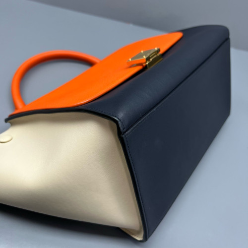 Celine Small Trapeze Calfskin Orange Black White