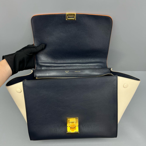 Celine Small Trapeze Calfskin Orange Black White