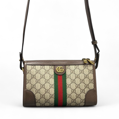 Gucci Mini Bree Messenger Bag GG Monogram Beige Ebony Brown Gucci Mini Bree Messenger Bag GG Monogram Beige Ebony Brown