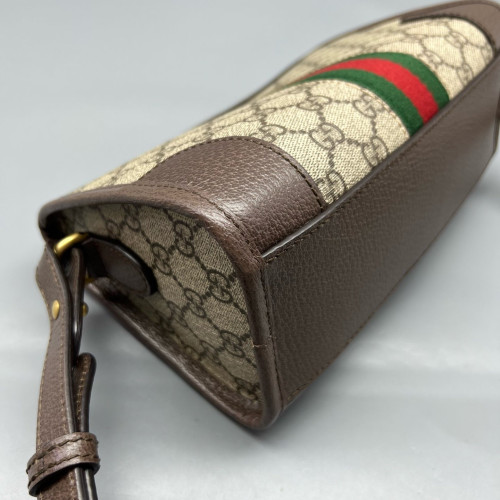 Gucci Mini Bree Messenger Bag GG Monogram Beige Ebony Brown Gucci Mini Bree Messenger Bag GG Monogram Beige Ebony Brown