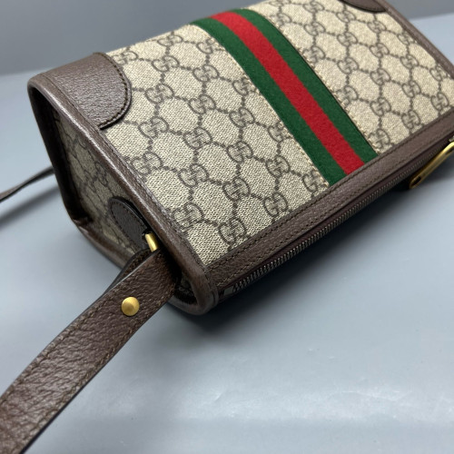 Gucci Mini Bree Messenger Bag GG Monogram Beige Ebony Brown Gucci Mini Bree Messenger Bag GG Monogram Beige Ebony Brown