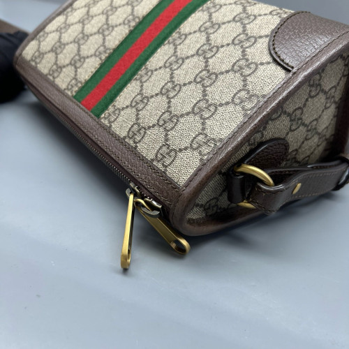 Gucci Mini Bree Messenger Bag GG Monogram Beige Ebony Brown Gucci Mini Bree Messenger Bag GG Monogram Beige Ebony Brown