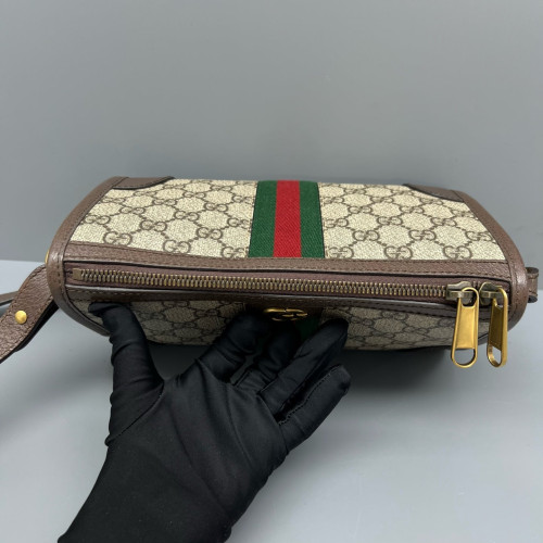 Gucci Mini Bree Messenger Bag GG Monogram Beige Ebony Brown Gucci Mini Bree Messenger Bag GG Monogram Beige Ebony Brown