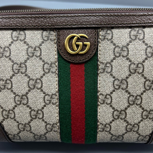 Gucci Mini Bree Messenger Bag GG Monogram Beige Ebony Brown Gucci Mini Bree Messenger Bag GG Monogram Beige Ebony Brown