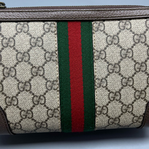 Gucci Mini Bree Messenger Bag GG Monogram Beige Ebony Brown Gucci Mini Bree Messenger Bag GG Monogram Beige Ebony Brown