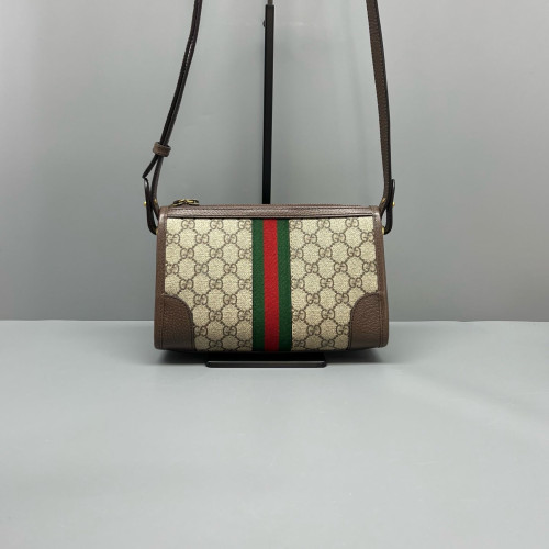 Gucci Mini Bree Messenger Bag GG Monogram Beige Ebony Brown Gucci Mini Bree Messenger Bag GG Monogram Beige Ebony Brown