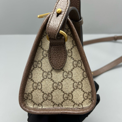 Gucci Mini Bree Messenger Bag GG Monogram Beige Ebony Brown Gucci Mini Bree Messenger Bag GG Monogram Beige Ebony Brown