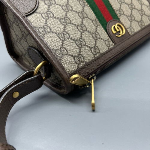 Gucci Mini Bree Messenger Bag GG Monogram Beige Ebony Brown Gucci Mini Bree Messenger Bag GG Monogram Beige Ebony Brown