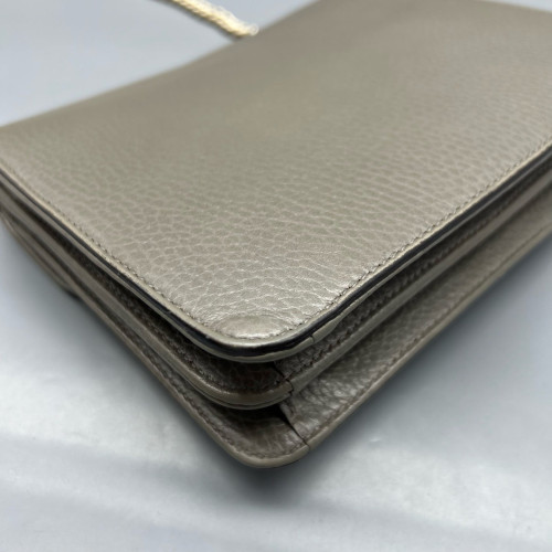 Gucci Small Interlocking G Shoulder Bag Grained Calfskin Grey