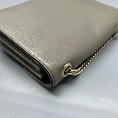 Gucci Small Interlocking G Shoulder Bag Grained Calfskin Grey