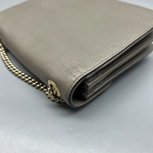 Gucci Small Interlocking G Shoulder Bag Grained Calfskin Grey