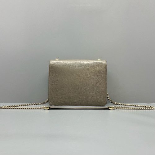 Gucci Small Interlocking G Shoulder Bag Grained Calfskin Grey