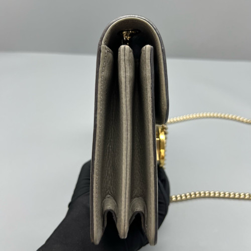 Gucci Small Interlocking G Shoulder Bag Grained Calfskin Grey