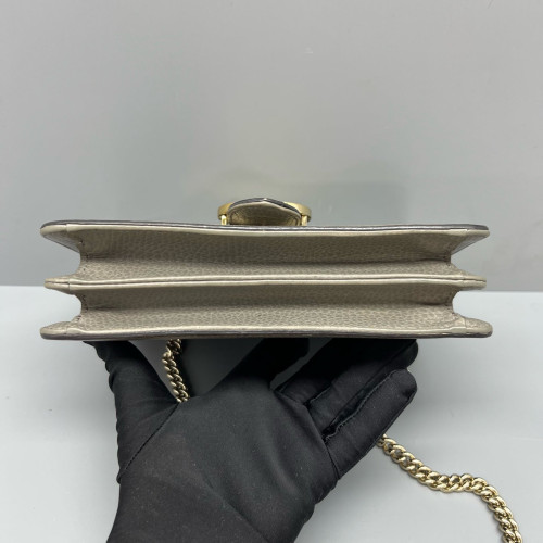 Gucci Small Interlocking G Shoulder Bag Grained Calfskin Grey