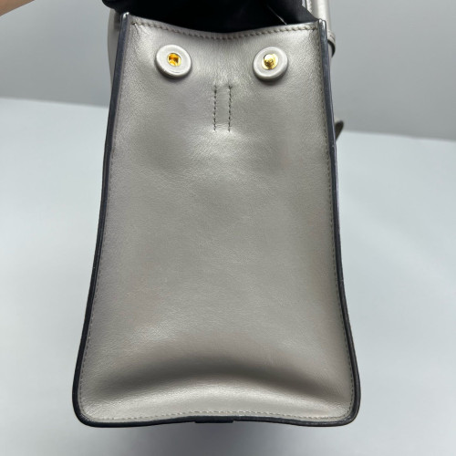 Prada Small Monochrome Tote Saffiano Calfskin Grey